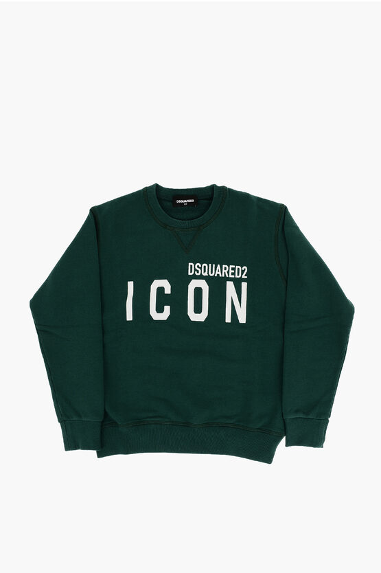 Dsquared2 Crew-neck Icon Sweatshirt With Logo In Green