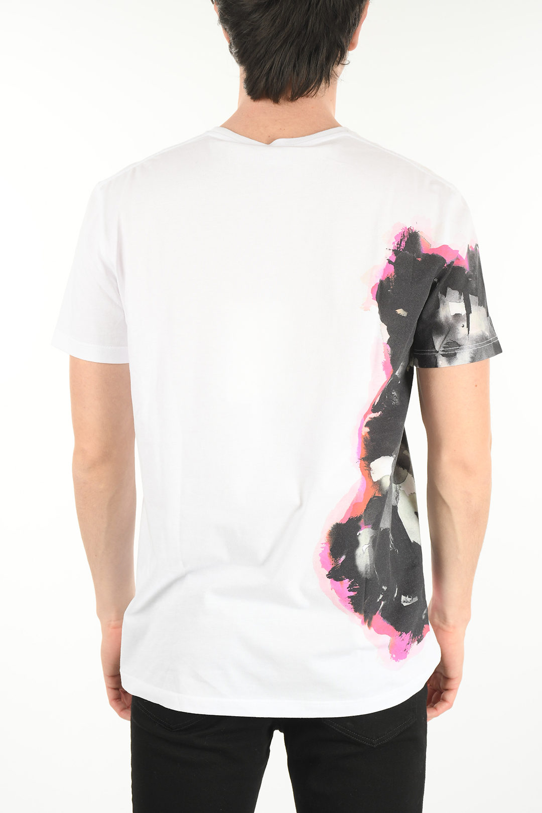 Alexander McQueen Crew Neck INK FLOWER Cotton T-Shirt men Alexander McQueen Crew Neck INK FLOWER Cotton T-Shirt men