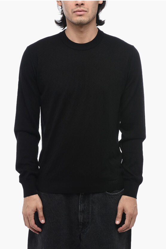 Shop Versace Crew Neck Jacquard Silk Blend Sweater