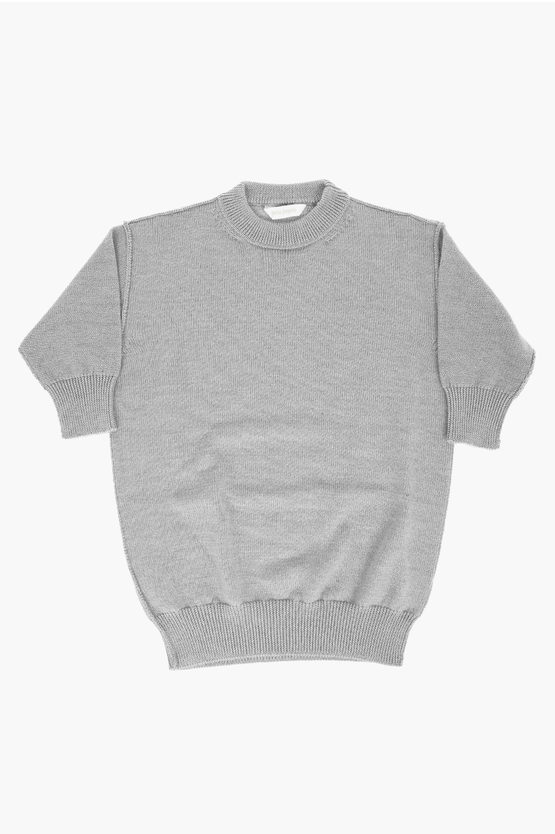 Palm Angels Crew-neck Knitted Dress In Gray