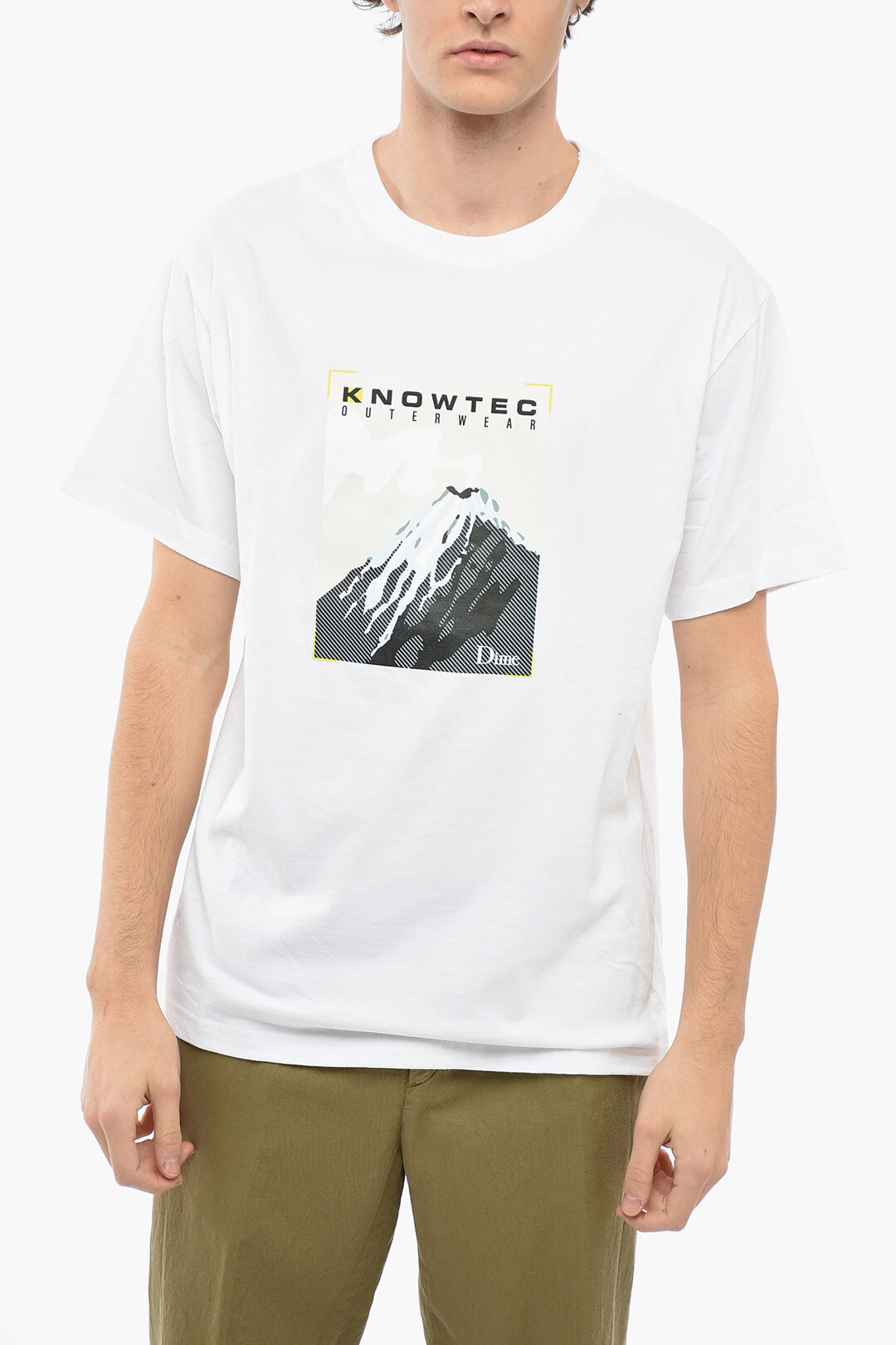 Dime Crew Neck KNOWTEC Cotton T-Shirt with Frontal Print men