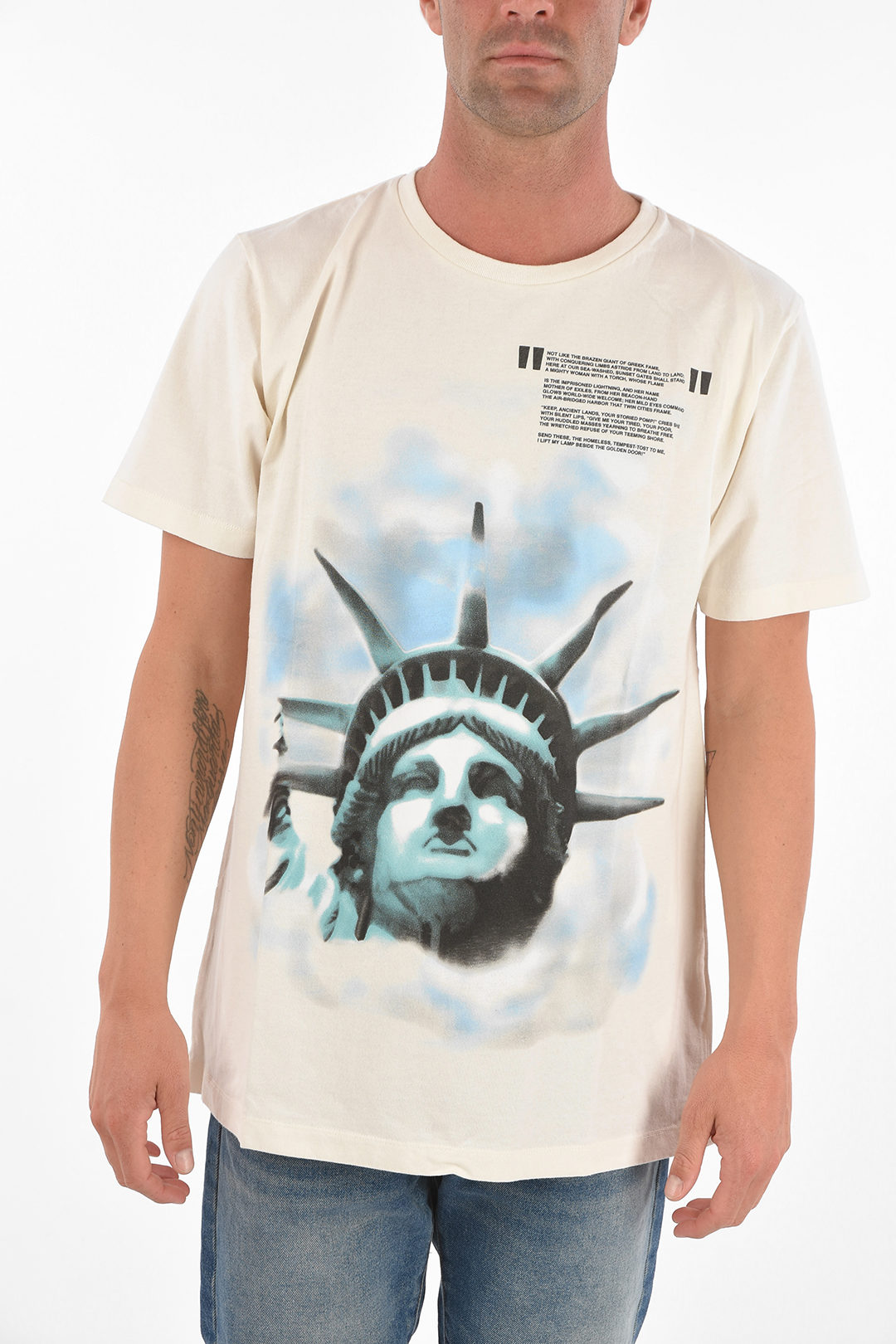 Off white t outlet shirt statue of liberty