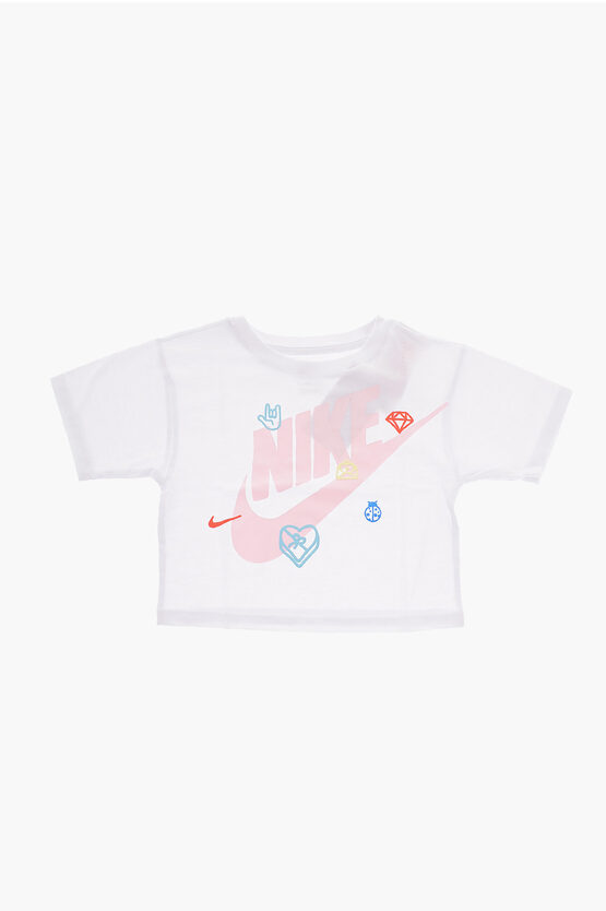 Nike Crew-neck Love Icon Boxy T-shirt With Embossed Logo In White
