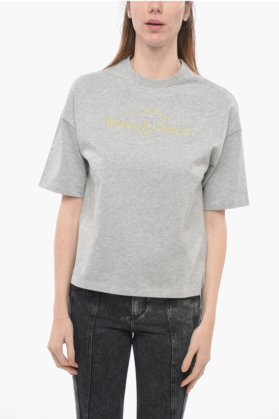 Shop Valentino Crew Neck Maison De Couture T-shirt With Lurex Embroidery
