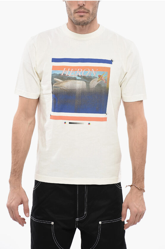 Shop Heron Preston Crew Neck Misprinted Cotton T-shirt