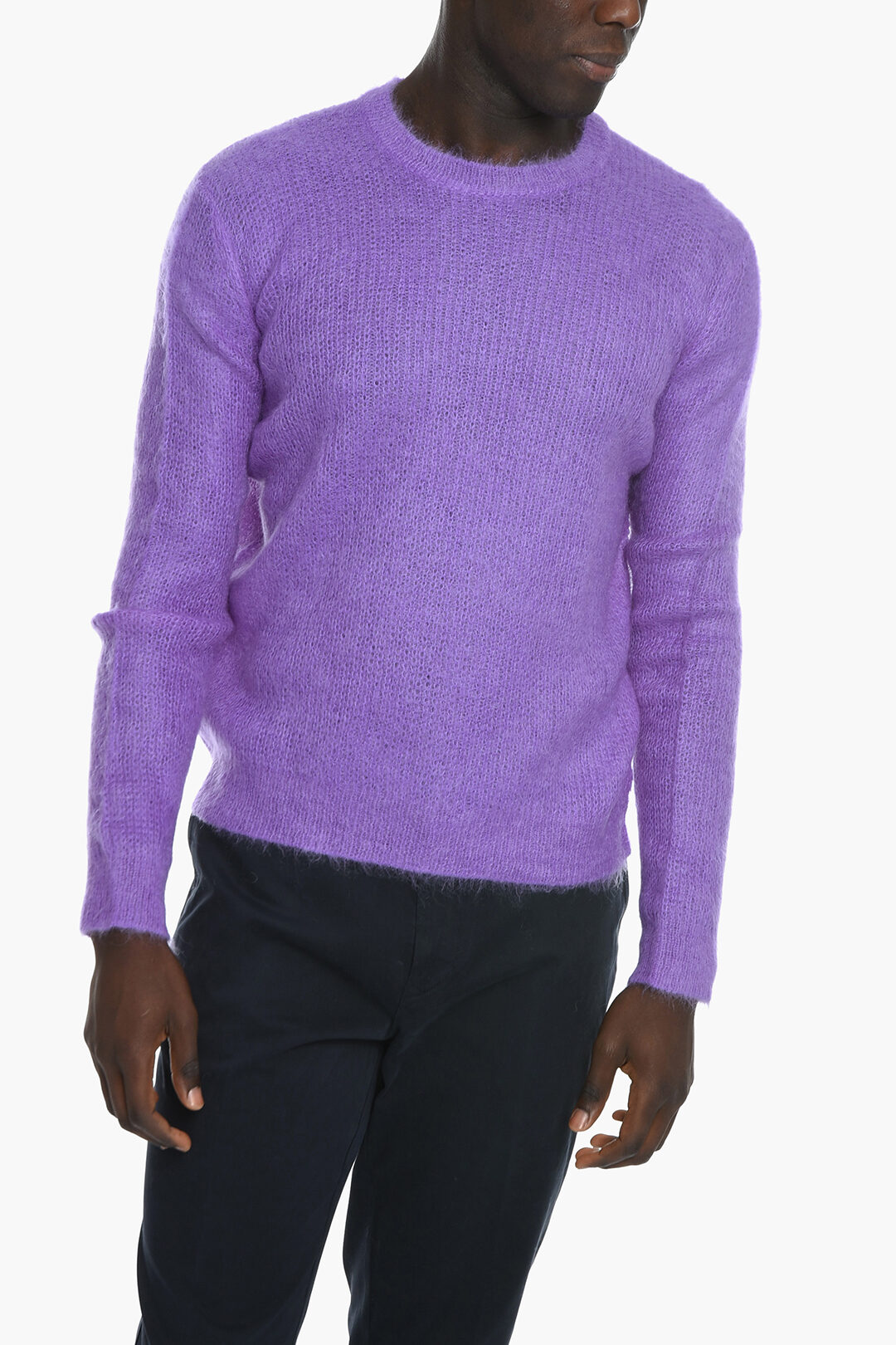 Tシャツ・カットソー PRADA | Boucle mohair crew-neck sweater Prada Crew Neck Mohair Blend Sweater men - Glamood Outlet