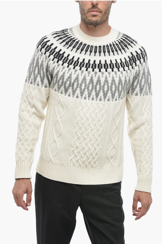 Shop Altea Crew Neck Norvegese Cashmere Blend Sweater