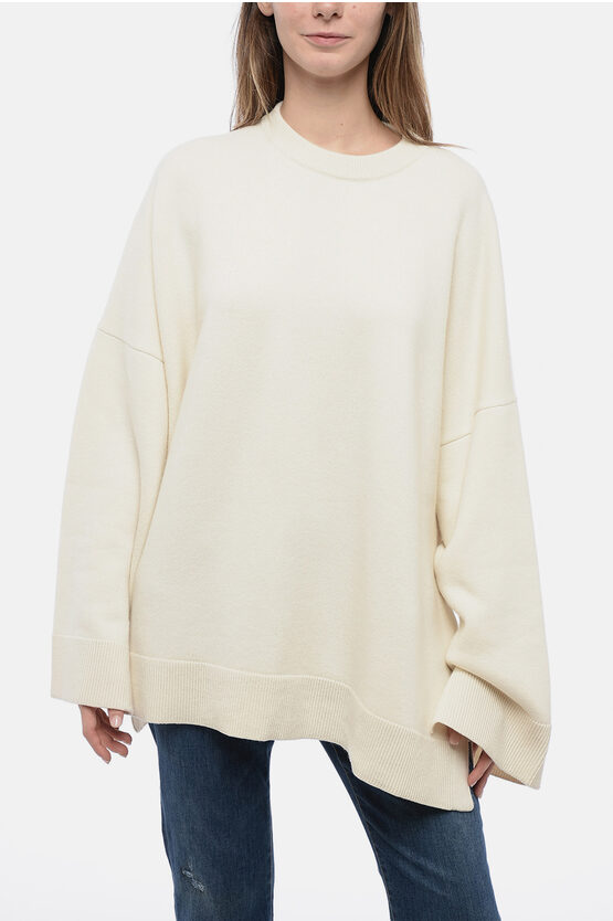 Shop Loewe Crew Neck Oversized Pure Cashmere Sweater