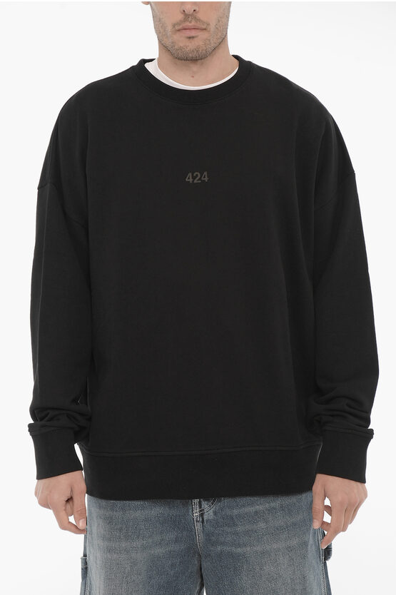 Shop 424 Crew-neck Oversized Sweatshirt With Embossed Logo