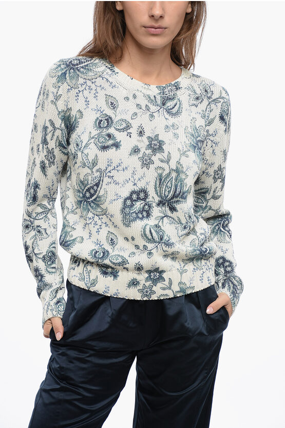 Etro Crew Neck Paisley Patterned Silk Blend Sweater