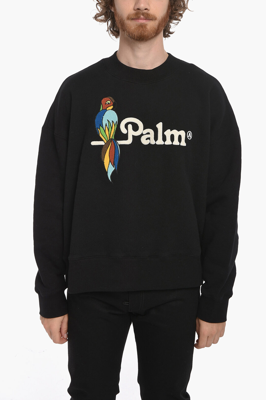 スウェット・トレーナー Palm Angels NECK LOGO CREW NECK LOGO CREW in BLACK - OFF WHITE for Men | Palm Angels®