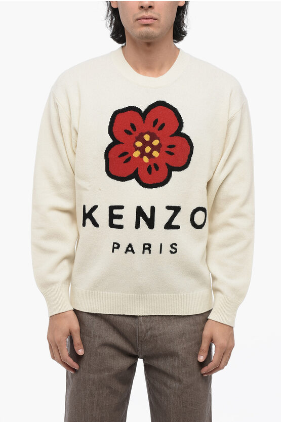 Shop Kenzo Crew Neck Poppy Wool Sweater