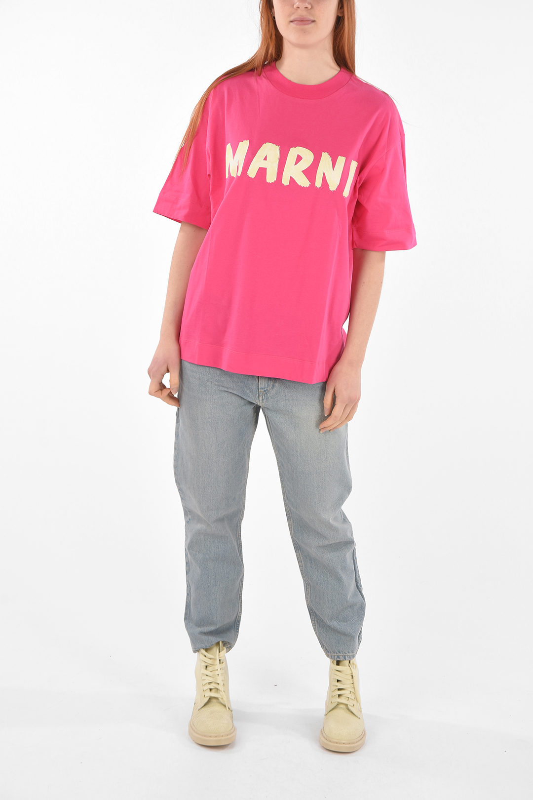 MARNI::Tシャツ:52[RESALE] Marni Oversized Scanned Logo Print T-shirt Lily White Men's