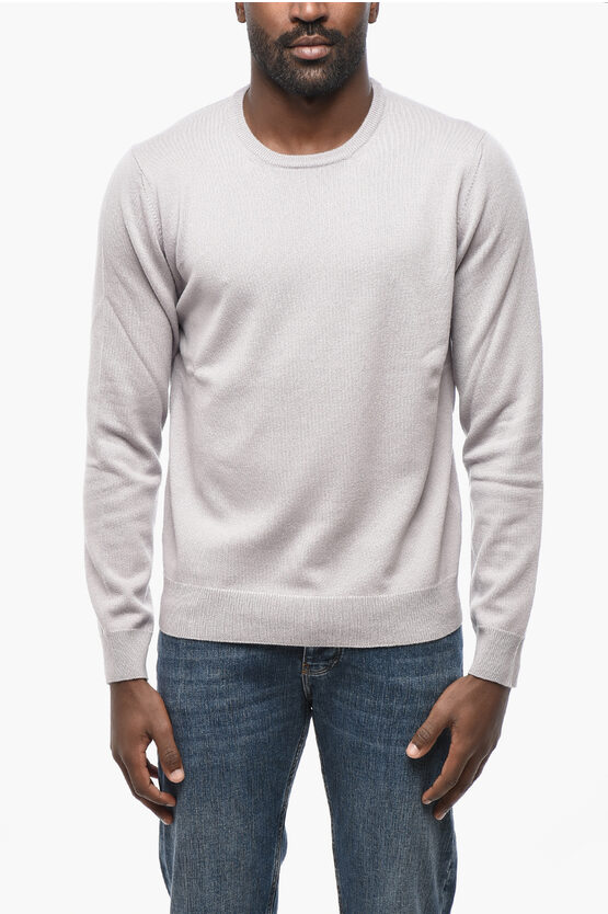 Malo Crew Neck Pure Cashmere Sweater In White