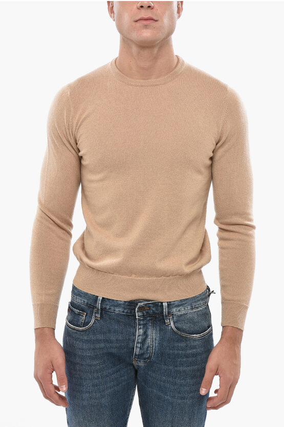 Malo Crew Neck Pure Cashmere Sweater In Brown
