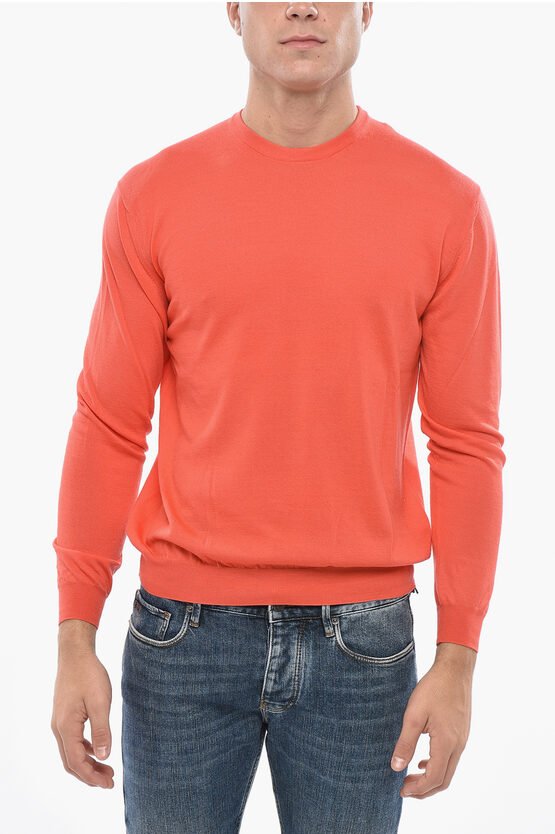 Malo Crew Neck Pure Virgin Wool Sweater In Red