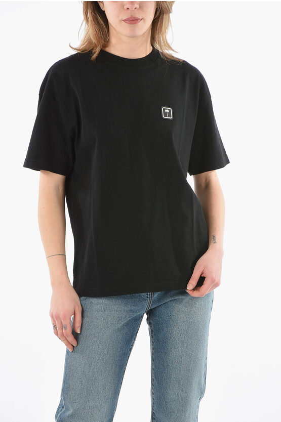 Palm Angels Crew Neck Pxp Classic Cotton T-shirt In Black