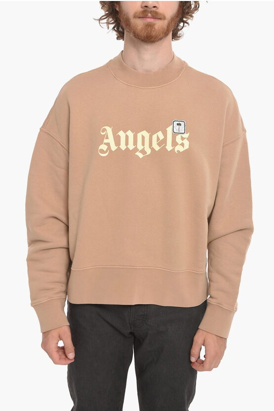 Shop Palm Angels Crew Neck Pxp Palm Brushed Cotton Sweatshirt