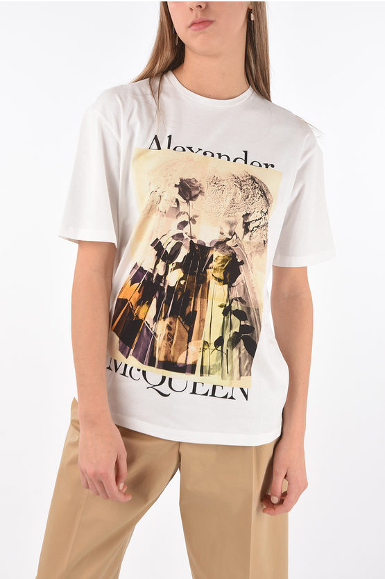 Alexander McQueen Crew Neck Roses Printed T-Shirt women - Glamood