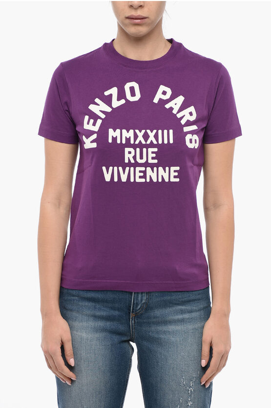 Shop Kenzo Crew Neck Rue Vivienne T-shirt With Velour Print