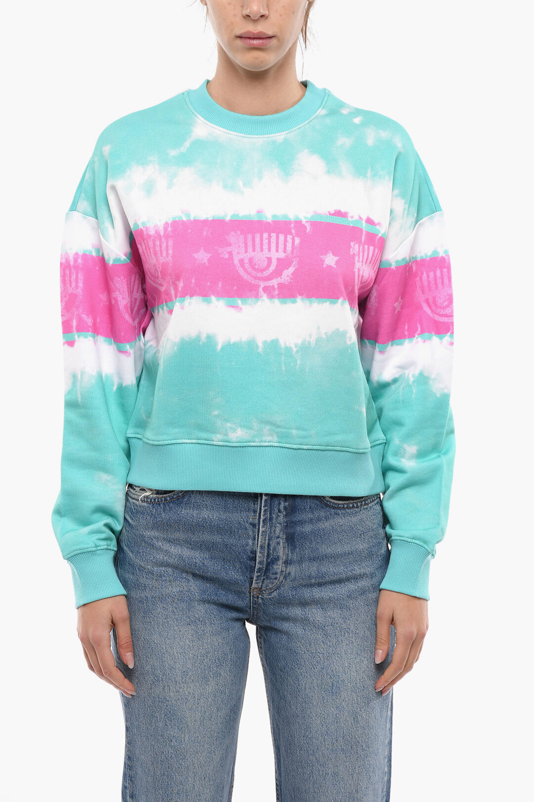 Chiara Ferragni Crew Neck SHADE LOGOMANIA Tie Dye Sweatshirt women