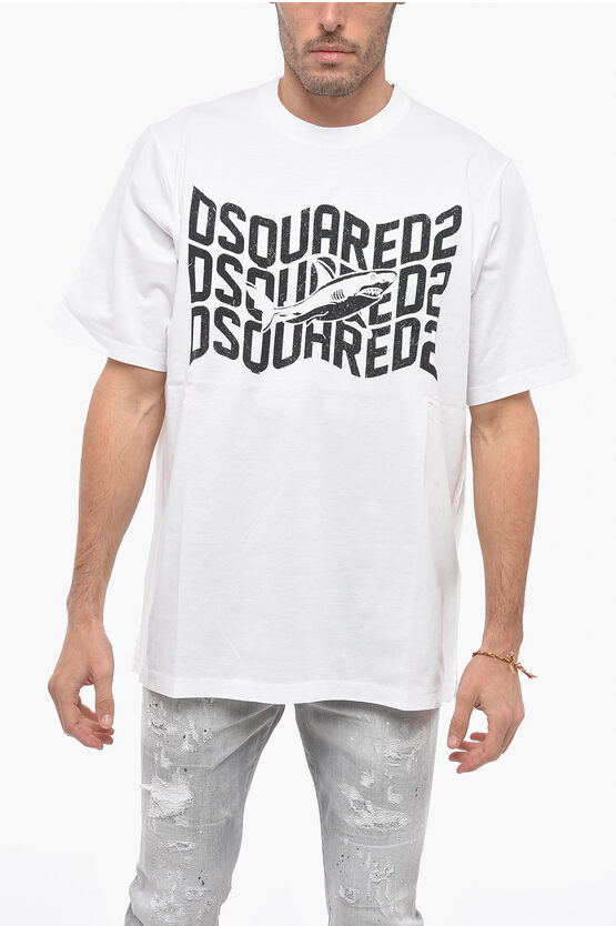 Shop Dsquared2 Crew Neck Shark Slouch Fit T-shirt With Print
