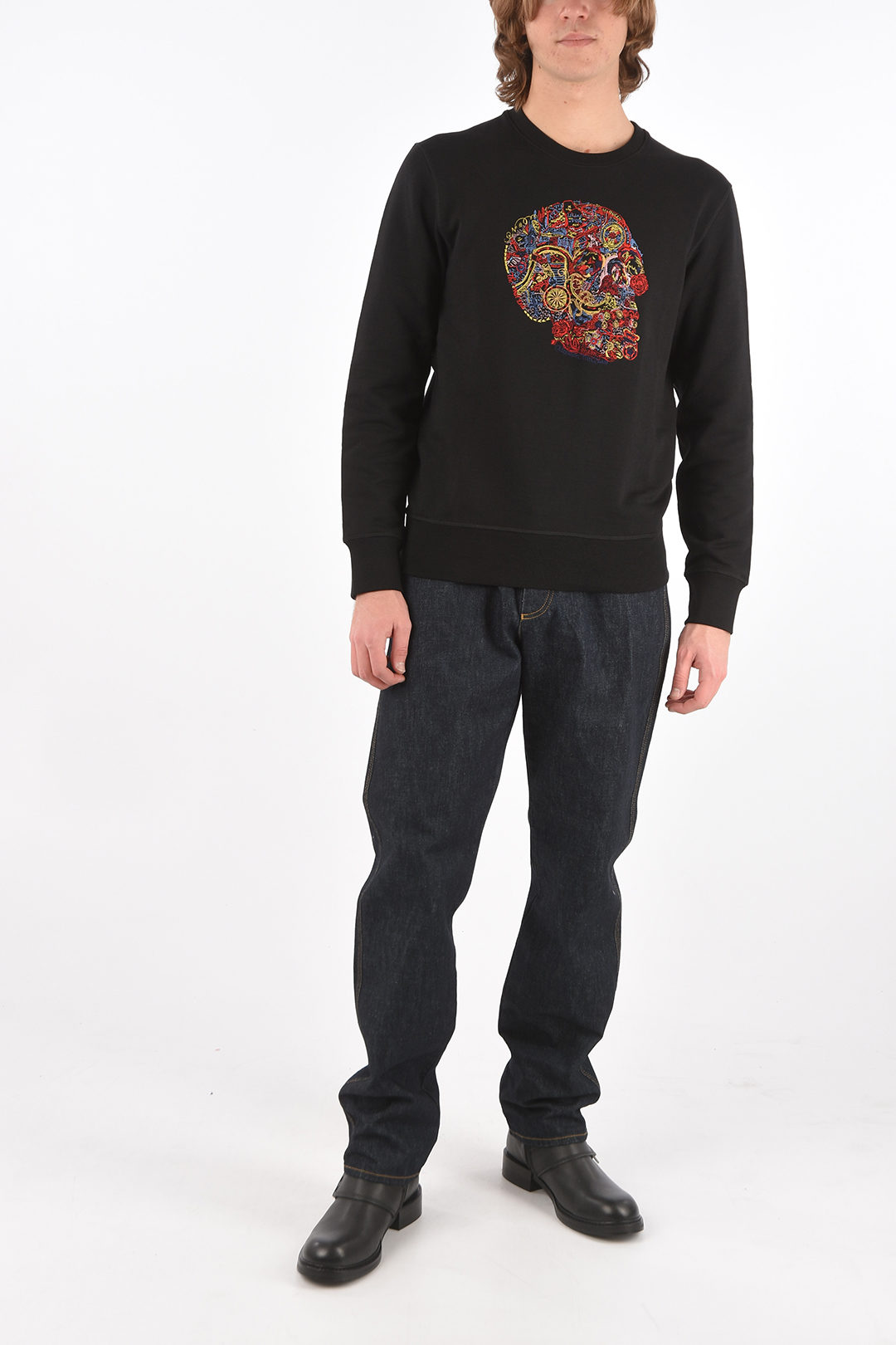 Alexander McQueen Crew Neck SKULL Embroidered Sweatshirt men
