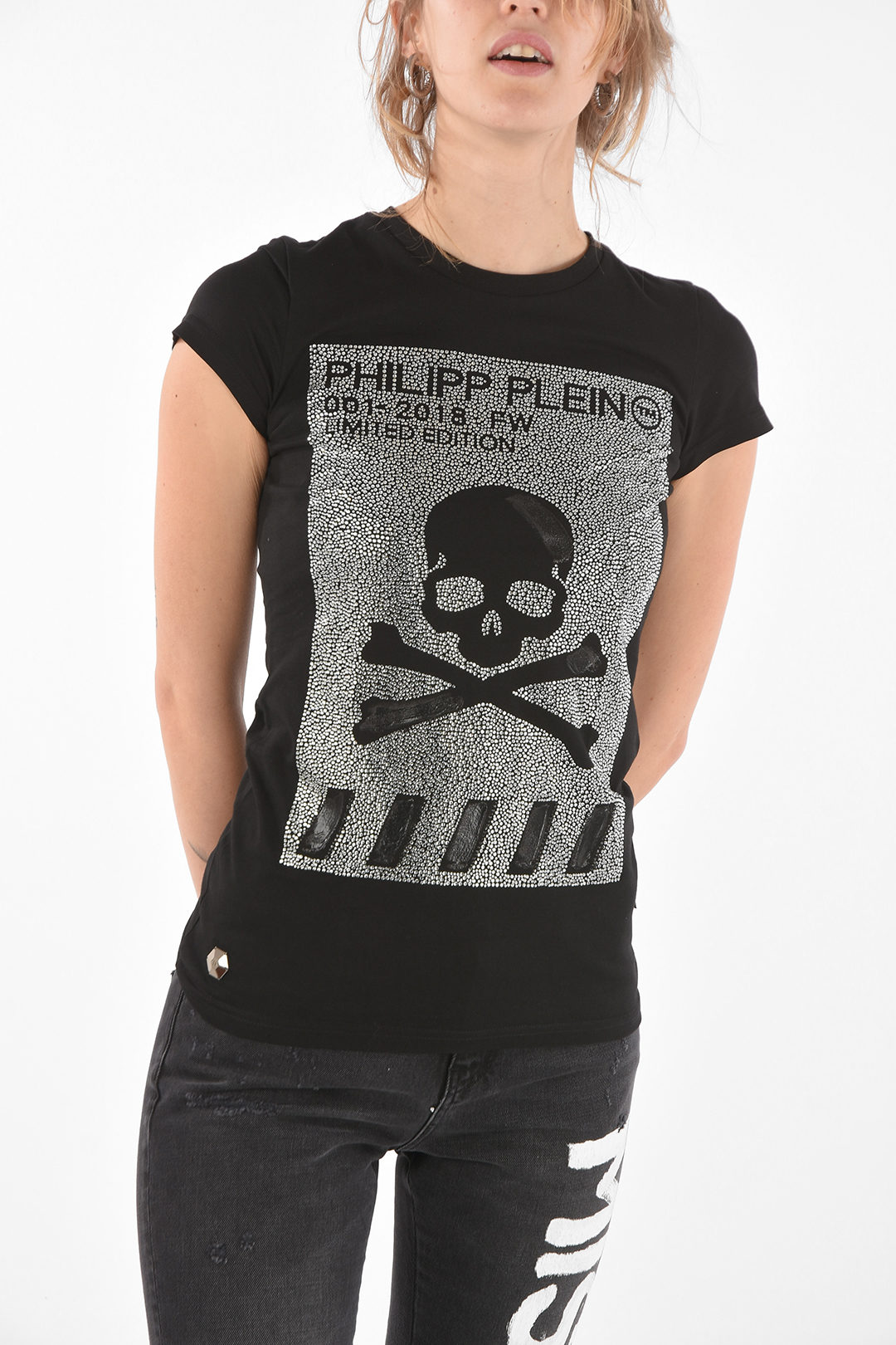 uitdrukken Humaan Niet ingewikkeld Philipp Plein Crew Neck SKULL Strass T-Shirt women - Glamood Outlet