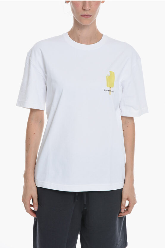 Samsoe & Samsoe Crew-neck Souvenir T-shirt With Print On The Back In White