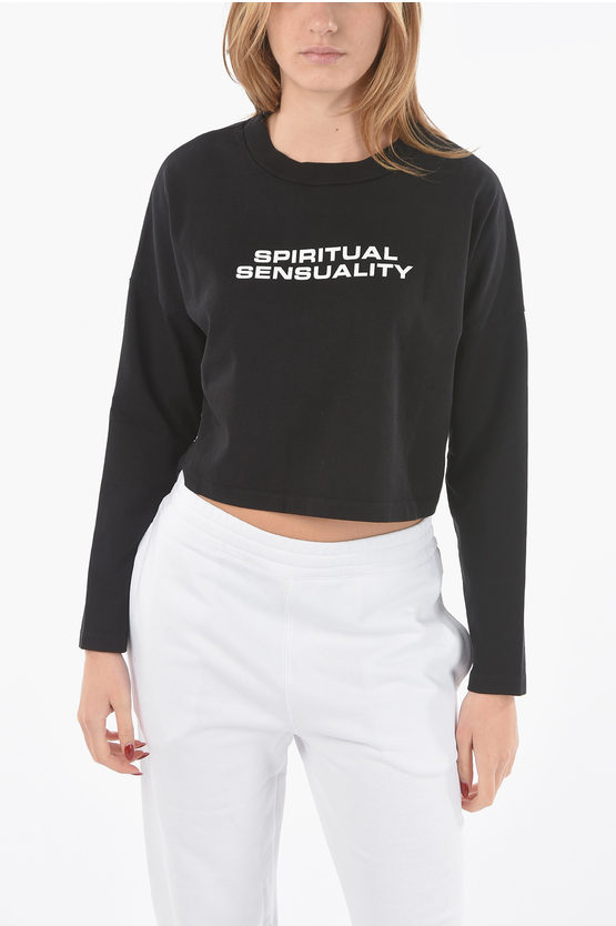 Liberal Youth Ministry Crew-neck Spiritual Sensuality Cropped Sweatshirt In Black