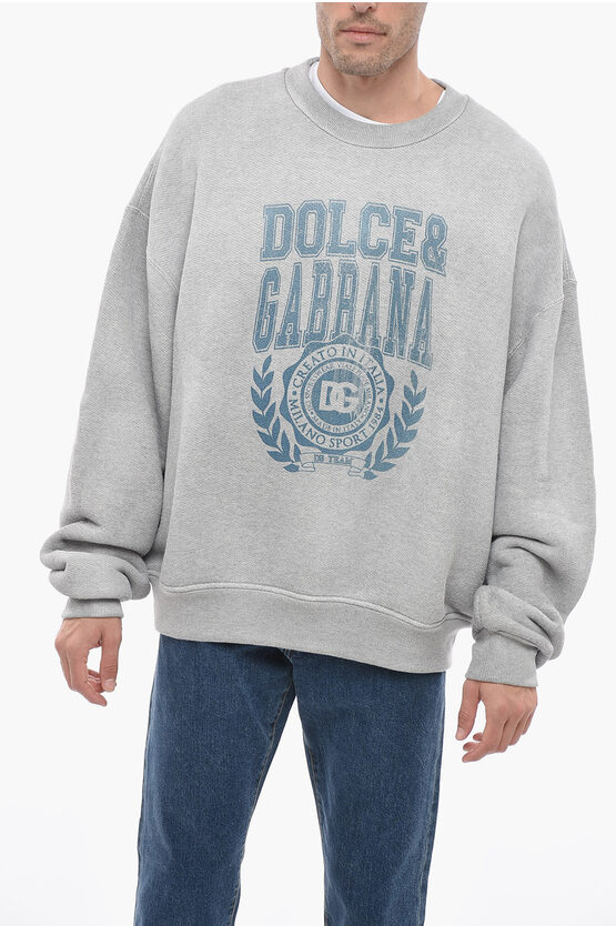 Shop Dolce & Gabbana Crew Neck Sportswear Sweatshirt With Front Print