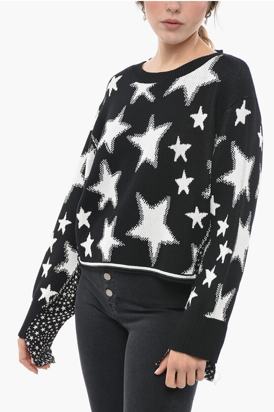 Shop Stella Mccartney Crew Neck Stars Sweater With Silk Details