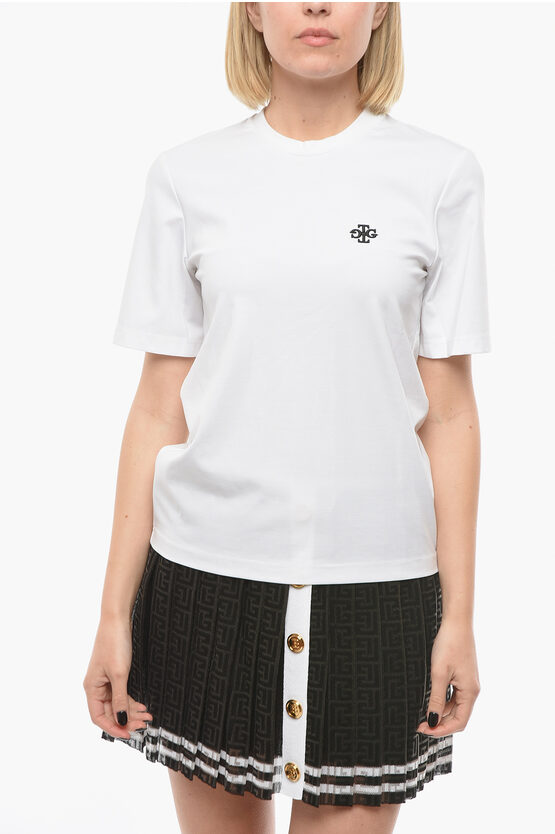 The Garment Crew Neck Straight Fit T-shirt With Embroidered Logo In White