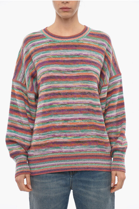 Chloé Crew Neck Striped Cashmere Blend Sweater In Multi