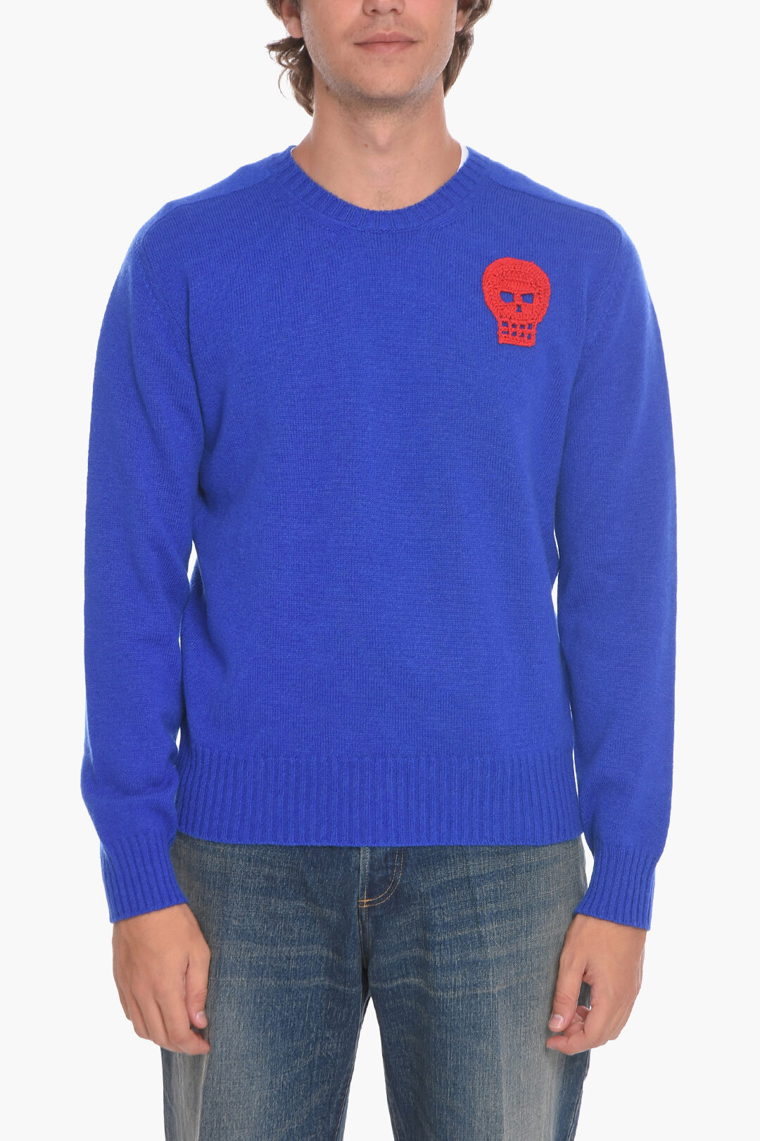 Alexander McQueen Crew Neck SULL Cashmere Sweater with Crochet