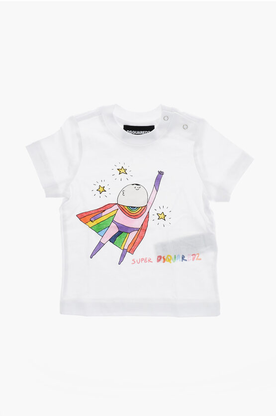 Dsquared2 Crew Neck Superhero T-shirt With Print In White