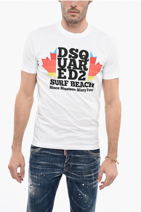 Dsquared2 White T-shirt With Logo Print On Chest