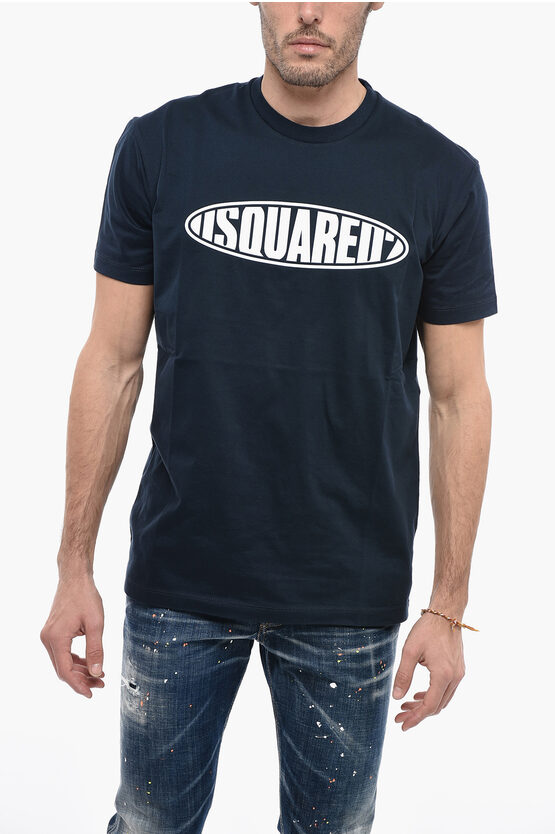 Dsquared2 Crew Neck Surf Board T-shirt With Embossed Logo In Multi