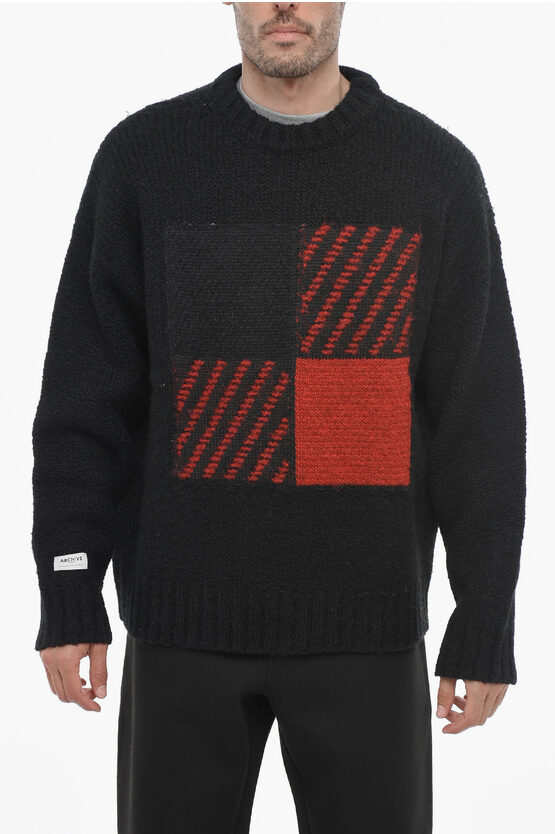 Shop Woolrich Crew-neck Sweater With Contrasting Detail