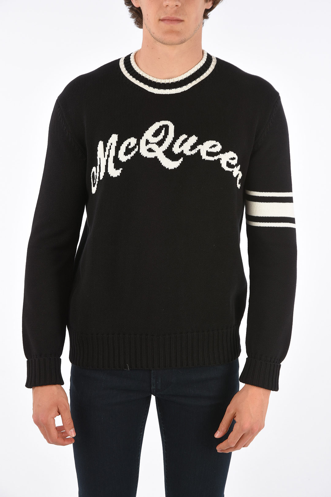 Alexander McQueen crew-neck sweater with embroidery men - Glamood Outlet