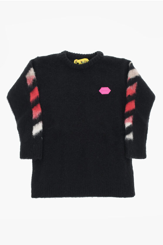 Off-white Crew-neck Jumper With Logo Tag In Black