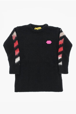 Marni Cable Wool Knit Colorblock Crew Neck Sweater 2024 Size EU42 Black Blue