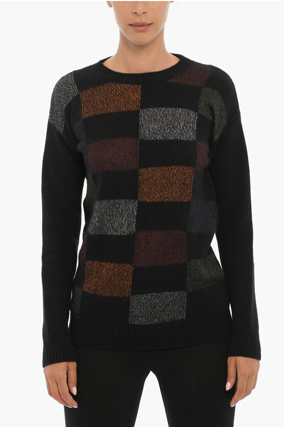 Woolrich Crew-neck Sweater With Lurex Details In Black