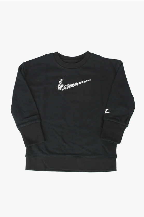 Nike Kids' Crew-neck Sweatshirt With Embroidery In Black