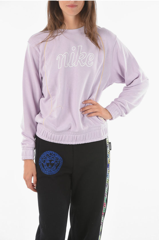 Nike Crew-neck Sweatshirt With Logo-print In Pink