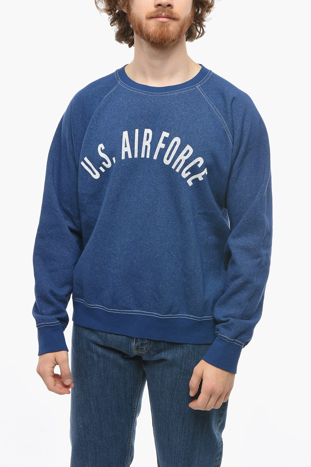 Wild Donkey Crew-neck Sweatshirt with Visible Stitching men