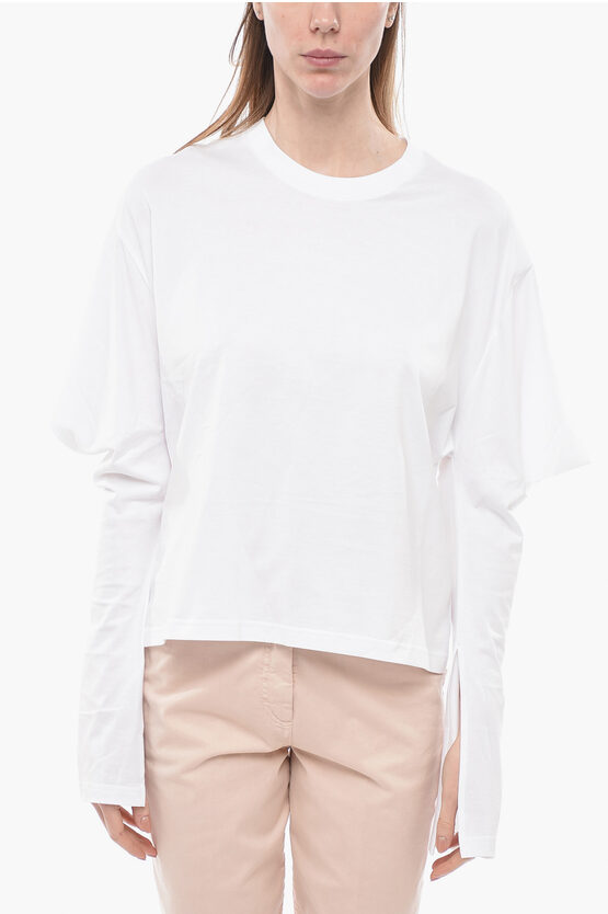 Shop Setchu Crew-neck T-shirt With Asymmetrical Sleeve
