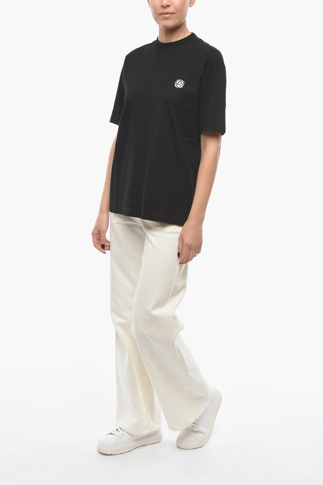 Crew Neck Printed Backless Embroidered T-Shirt main image 0