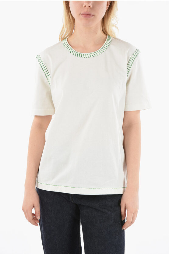 Shop Bottega Veneta Crew-neck T-shirt With Contrasting Stitching