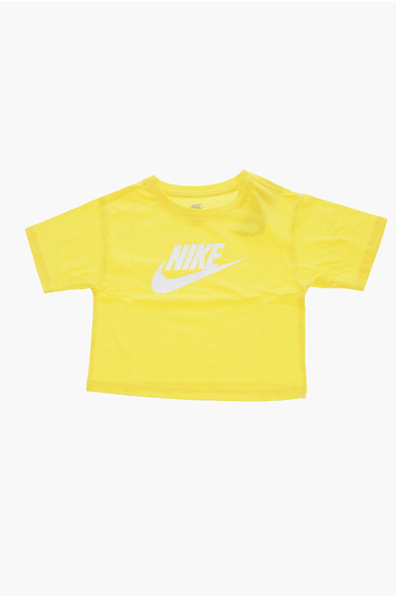 Nike Crew-neck T-shirt With Frontal Logo In Yellow
